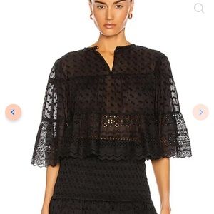 Isabel Marant Tevika Top in Black Eyelet - Size 4